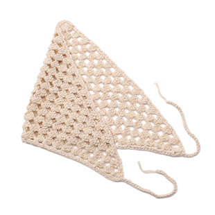 芝士商店~法式镂空编织三角头巾女田园风海边度假方巾高级感头饰