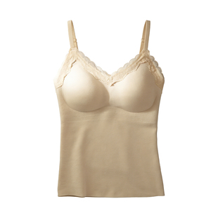 KbraV领保暖加绒背心女内搭冬胸罩一体式内衣发热带胸垫打底吊带