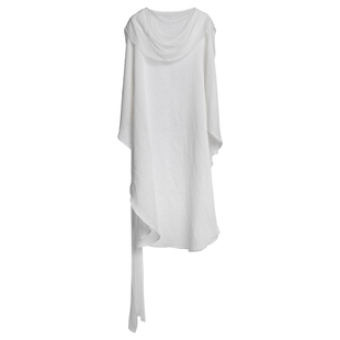 禅舞仙气疗愈师服装高端亚麻披肩连衣裙清冷禅意佛系女装白色裙子