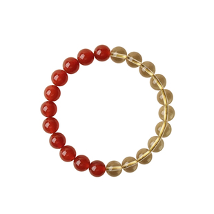 遇见普陀山红玛瑙黄水晶手串2026本命年伍行补火土女聚财手链礼物