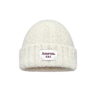 毛绒针织帽女秋冬季2025新款韩版保暖毛线帽子蓝色显脸小护耳冷帽