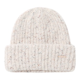 IIING帽控 秋冬保暖绒感彩点毛线帽子女蓬松含羊毛包头针织堆堆帽