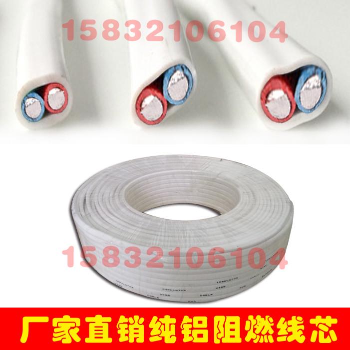 国标电线铝线双芯2x2.5/4/6平方二芯单股铝芯白色护套线 足100米