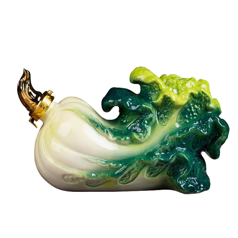 景德镇仿古创意陶瓷白菜密封酒瓶