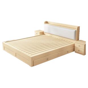 床全实木软包床现代简约家用卧室双人床1米5原木床1米8单人床架子