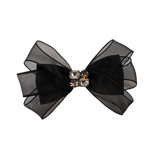 高级感发饰头花2026新款黑色蝴蝶结发卡女网红发夹后脑勺头发夹子