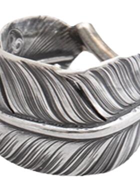 CHOLOS 田中伸吾先生一人全程手作 签名风格鹰羽银戒指 枚枚不同