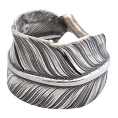 CHOLOS 田中伸吾先生一人全程手作 签名风格鹰羽银戒指 枚枚不同