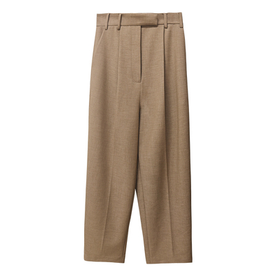 因由 老钱微锥显瘦秋冬新款休闲高腰收脚立裁压褶九分西装裤女