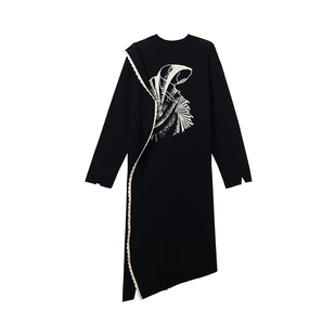 JfYanYan小众女装针织连衣裙女秋冬独特裙子内搭打底长款毛衣裙