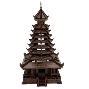 立体拼图木质榫卯建筑侗族鼓楼DIY手工拼装模型儿童科教益智玩具