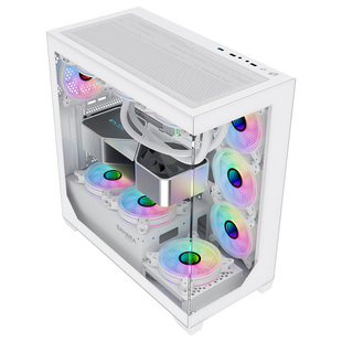 撒哈拉太空舱海景房机箱电脑台式机ATX侧透360水冷游戏白色主机箱