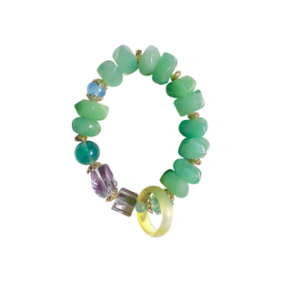 聚住你的好运 | 海洋石水晶手链绿东陵融化心结原石水晶手串手链