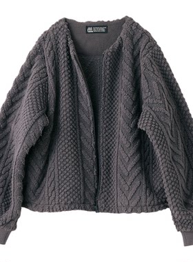 女式摇粒绒外套无领毛衣冬季保暖