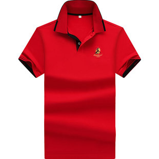 大牌正品保罗红色本命年男式Polo衫男款短袖t恤夏季纯棉大码体恤T