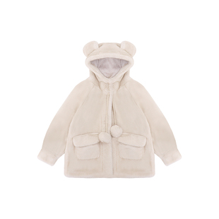 2026秋冬新女童皮草外套中长款仿水貂皮毛一体熊耳朵儿童毛毛大衣