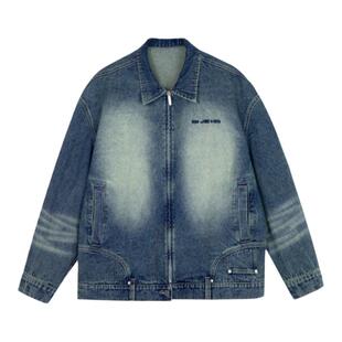 BJHG不计后果牛仔外套男冬季潮牌衬衫宽松美式复古水洗高街夹克女