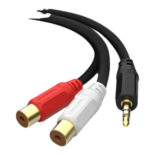 秋叶原3.5mm转双莲花母音频线一分二3.5耳机头转双RCA莲花母头转换线红白莲花转小三芯转接线QS3006/Q377