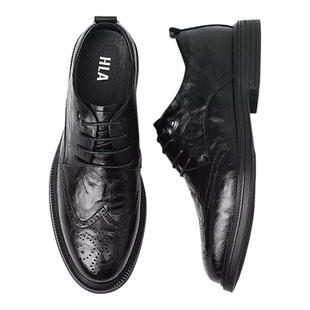 HLA/海澜之家【商业/公务/面试】男鞋正装布洛克鞋增高皮鞋德比鞋