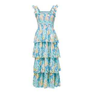 tanni异域风情度假风司马克飞飞袖吊带连衣裙TN11DR124A