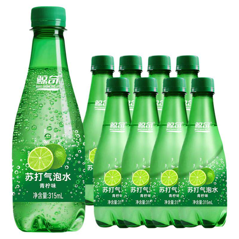 鲸奇青柠味苏打气泡水无糖饮料