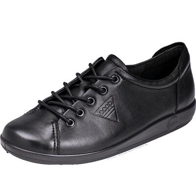 爱步休闲风平底系带百搭黑色女鞋