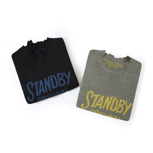 INXX Standby 复古感手写体字母针织衫男不规则破坏圆领毛衣女