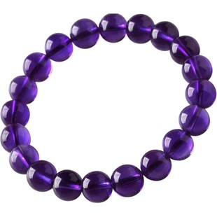 紫水晶手串女男玛瑙玉髓翡翠宝玉石散珠子乌拉圭紫晶东海水晶手链