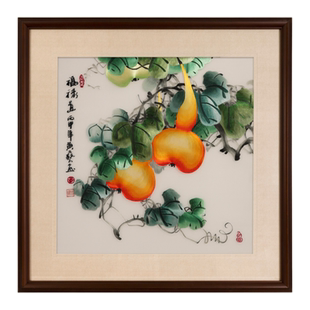 姚建萍刺绣艺术吉祥福禄双全葫芦满枝图非遗大师壁挂墙画乔迁礼品