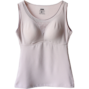 香月明美女秋冬单层纯棉保暖背心带胸垫聚拢防下垂内衣美背打底衣