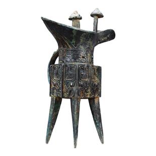 仿古青铜器酒杯兽面方爵铜爵杯影视道具酒柜摆件工艺品收藏礼品