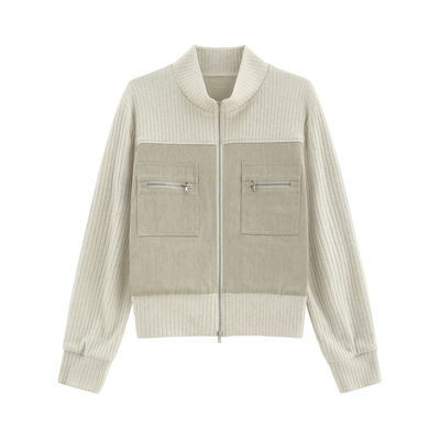 立领拼接工装风弹力外套