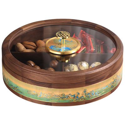 北美黑胡桃实木！新中式干果盘