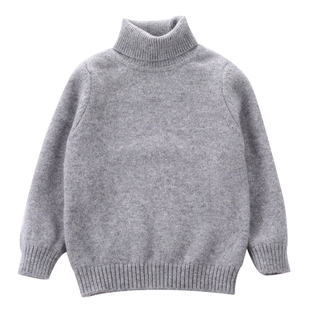 儿童羊绒衫100%纯山羊绒高领男童毛衣宝宝加厚女童圆领针织打底衫