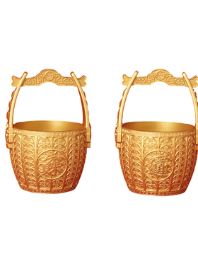 新中式一桶金招财摆件客厅装饰品招财纳福桌面摆件招财进宝聚财桶