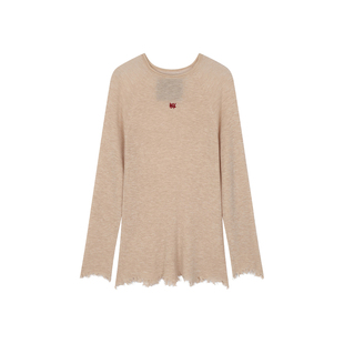 UOOYAA/乌丫冬季新款羊毛不规则下摆套头毛衫