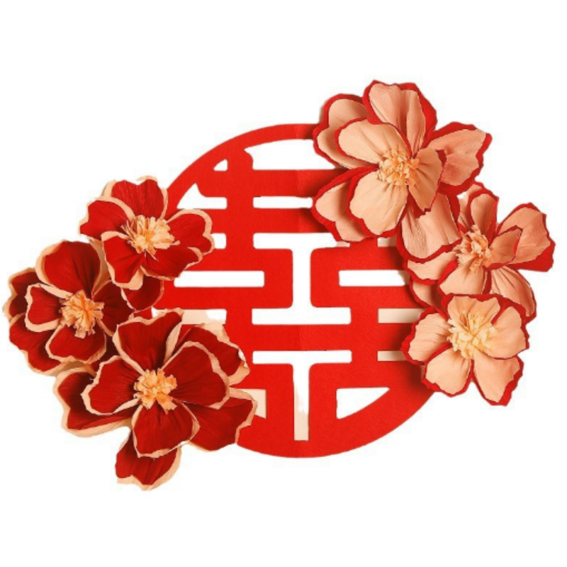 婚房布置褶皱花朵背景墙套装装饰