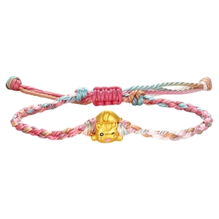 潮宏基好事发生足金手链黄金手绳5D硬金生肖马礼物手饰本命年女