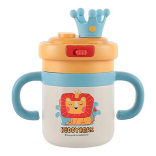 杯具熊儿童保温杯拼拼婴幼儿学饮杯吸管水壶带手柄幼儿园宝宝水杯