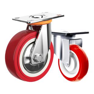 重型万向轮345寸6寸8寸聚氨酯PU脚轮小手推平板车轮子带刹车滑轮