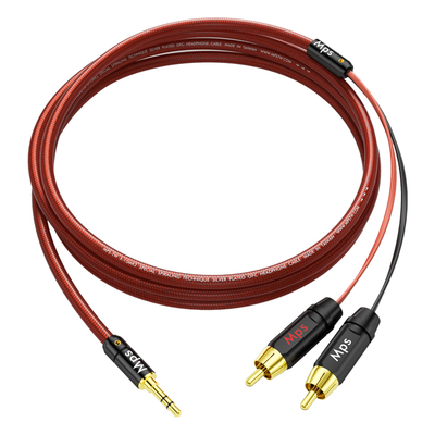 Mps线材HiFi发烧级3.5mm转2RCA双莲花一分二音频线功放音箱连接线