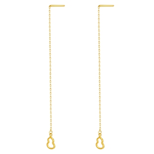 金至尊葫芦黄金耳线999足金首饰 耳链时尚个性耳坠新年礼物送女友