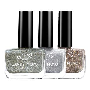 CandyMoyo爆闪指甲油脚趾显白免烤快干持久2026新款银色亮片碎钻