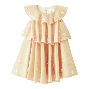 【《不说话的爱》木木华表奖珞安同款】手工钉花网纱蛋糕粉连衣裙