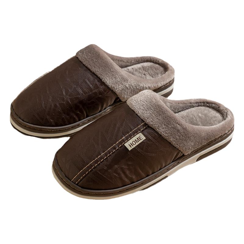 棉拖鞋冬季男士新款室内居家加绒保暖厚底大码半拖防水老年棉鞋女