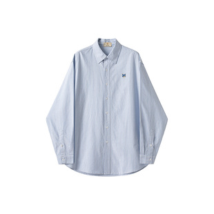 威廉福克斯男装长袖衬衫男士长绒棉提花色织条纹复古通勤休闲衬衣