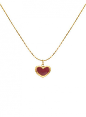 新款气质冷淡风红色爱心钛钢项链