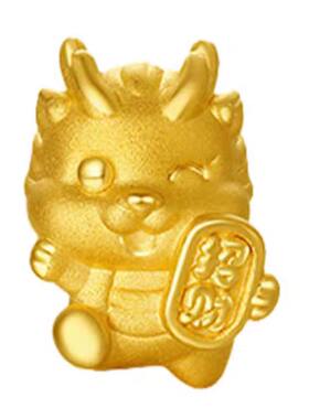 999足金生肖龙转运珠黄金招财龙宝宝3D硬金星遇龙本命年红绳手链
