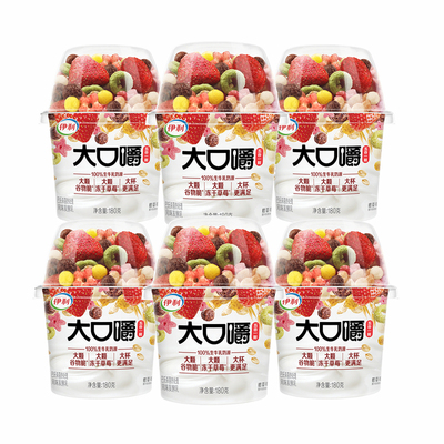 伊利五谷一刻大口嚼酸奶180g*6杯装 生牛乳巴氏杀菌风味发酵乳