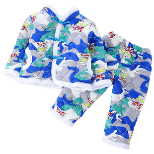 宝宝棉服套装一岁男宝男童中国风红色过年衣服战袍穿搭马年拜年服